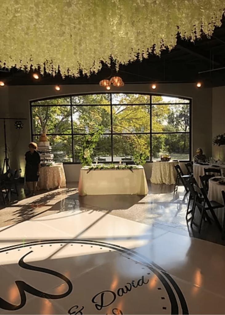 reception space of the Bowery House and Gardens in Katy, TX